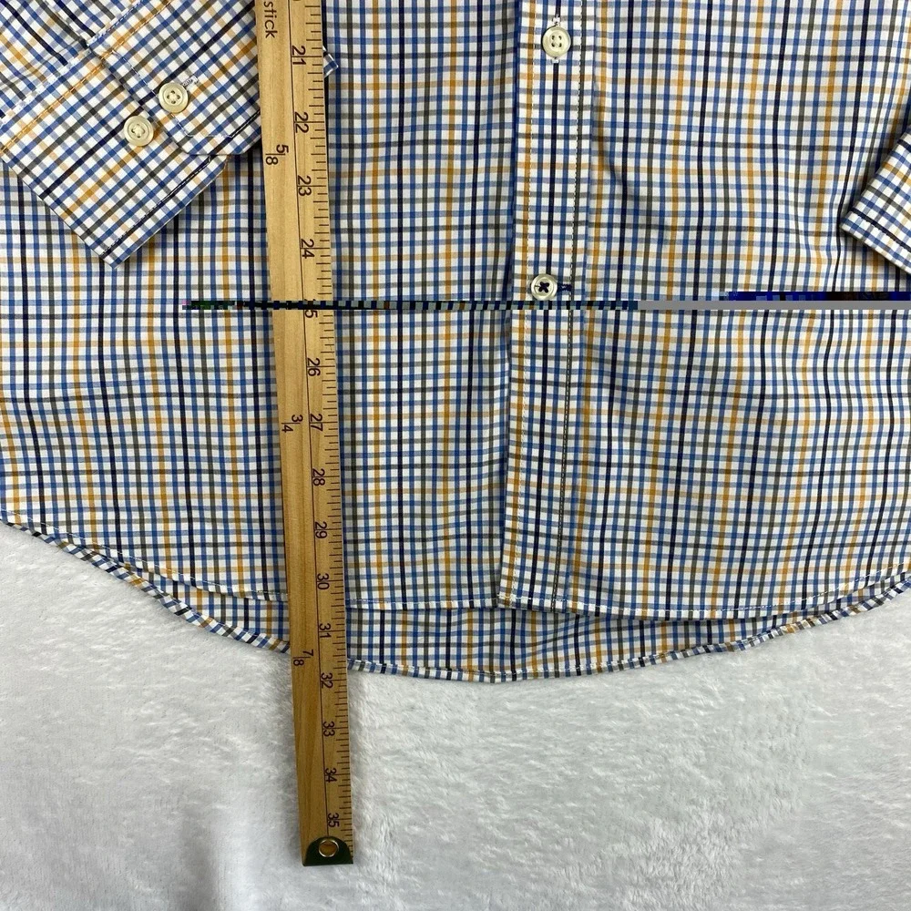 IZOD Advantage Shirt Mens XL Blue/Gold Checks Regular Fit Wrinkle Free NWT!